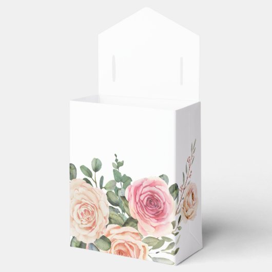 Elegant Waterverf roze rozen bruiloft Bedankdoosjes (Geopend)
