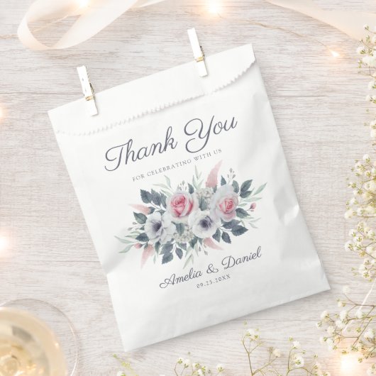 Elegant Waterverf roze rozen bruiloft Hartelijk da Bedankzakje (Geknipt)