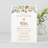 Elegant Waterverf Roze White Floral Gold Baptisme Kaart (Staand voorkant)