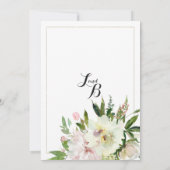 Elegant waterverf roze witte goudflorale bruiloft kaart (Achterkant)