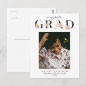 Elegant Waterverf Rozen Afstuderen Foto Briefkaart (Voorkant / Achterkant)