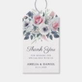 Elegant Waterverf Rozen Blue Wedding Bedankt Cadeaulabel (Voorkant)