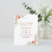Elegant Waterverf Rozen Floral Vrijgezellenfeest Uitnodiging Briefkaart (Staand voorkant)