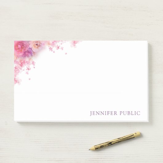 Elegant Waterverf Rozen Flowers Florence Sjabloon Post-it® Notes (Op bureau)