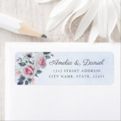 Elegant Waterverf Rozen Light Blue Wedding Etiket (Insitu)