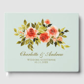 Elegant Waterverf Rozen Mint Green Wedding Gastenboek (Voorkant)