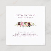 Elegant Waterverf Rozen Paars Floral Vierkante Visitekaartje (Achterkant)