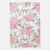 Elegant Waterverf Rozen Pattern Gold Monogramed Theedoek (Verticaal)