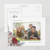 Elegant Waterverf Rozen, Pine & Gold Lijst Foto Briefkaart (Voorkant / Achterkant)