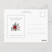 Elegant Waterverf Rozen, Pine & Gold Lijst Foto Briefkaart (Achterkant)