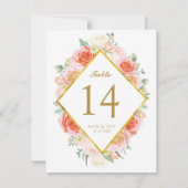 Elegant Waterverf Rozen Tabel Aantal Kaarten (Voorkant)