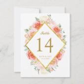 Elegant Waterverf Rozen Tabel Aantal Kaarten (Achterkant)