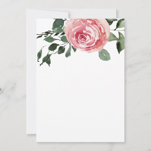 Elegant Waterverf Rozen Weddenschap Kaart (Achterkant)