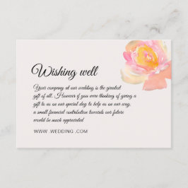 Elegant waterverf rozen Wedding Wishing Well Encl Informatiekaartje