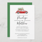 Elegant Waterverf Rustic Car Kerstbruiloft Kaart (Voorkant / Achterkant)