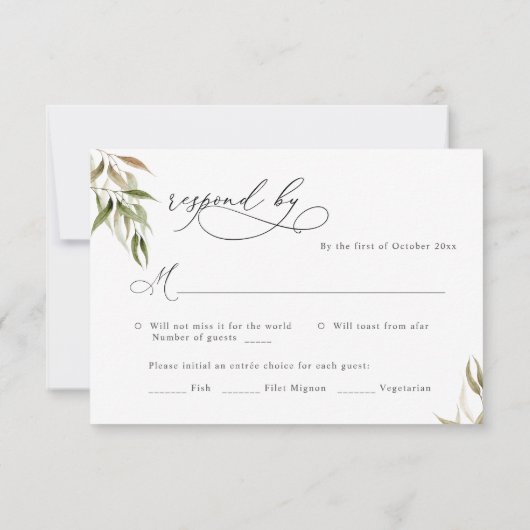 Elegant Waterverf Rustic Eucalyptus RSVP Kaart (Achterkant)