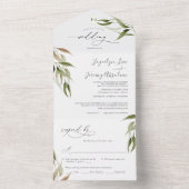 Elegant Waterverf Rustige Eucalyptus All In One Uitnodiging (Binnen)