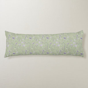 Elegant Waterverf Sage Green Paars Floral Lichaamskussen