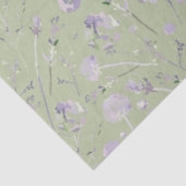 Elegant Waterverf Sage Green Paars Floral Tissuepapier (Detail)