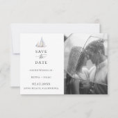 Elegant Waterverf Sailboat Photo Save the Date Aankondiging (Voorkant)