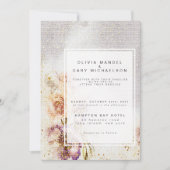 Elegant Waterverf schilderde Floral Canvas Wedding Kaart (Voorkant)
