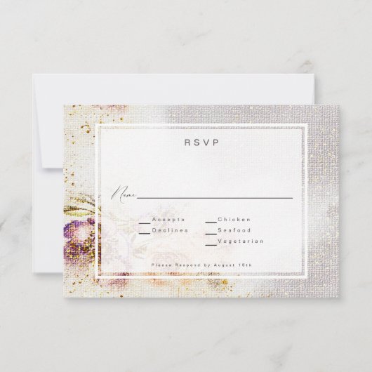 Elegant Waterverf schilderde Floral Canvas Wedding RSVP Kaartje (Voorkant)