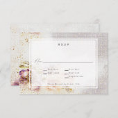 Elegant Waterverf schilderde Floral Canvas Wedding RSVP Kaartje (Voorkant / Achterkant)