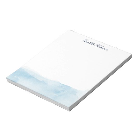 Elegant Waterverf Script Blue Ombre Custom Notitieblok (Linkerzijde)