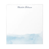 Elegant Waterverf Script Blue Ombre Custom Notitieblok (Voorkant)