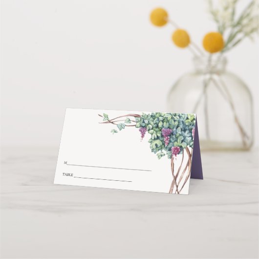 Elegant Waterverf Script Grapevine Bruiloft Plaatskaartje (Achterkant)