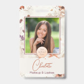 Elegant Waterverf Script Logo Foto Make-up Badge (Voorzijde)