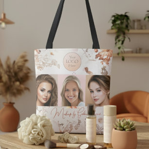 Elegant Waterverf Script Logo Foto Make-upstudio Tote Bag
