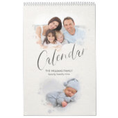 Elegant Waterverf Script Multi Photo Calendar Kalender (Hoes)