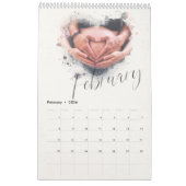 Elegant Waterverf Script Multi Photo Calendar Kalender (Feb 2026)