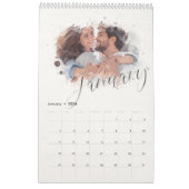 Elegant Waterverf Script Multi Photo Calendar Kalender (Jan 2026)