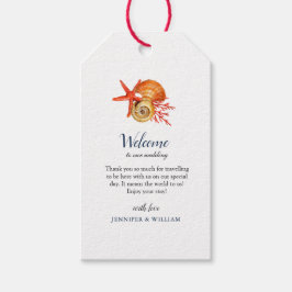 Elegant Waterverf Seashells Weddenschap Welkome la Cadeaulabel