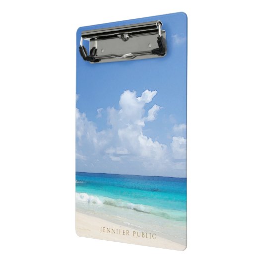 Elegant Waterverf Seaside Waves Trendy Sjabloon Mini Klembord (Angled2)