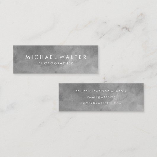 Elegant Waterverf Sepia Gray Mini Visitekaartje (Voorkant / Achterkant)