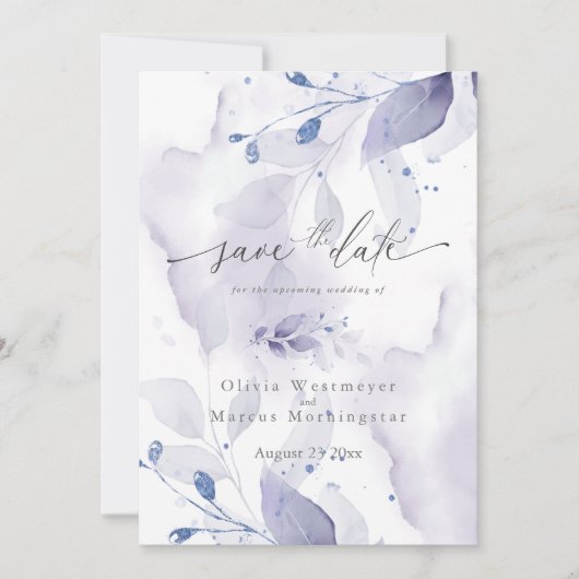 Elegant Waterverf Seringe Loof Save-the-Date Kaart (Voorkant)