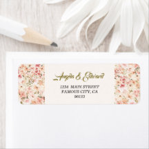 Elegant Waterverf Small Florals Adres Etiket