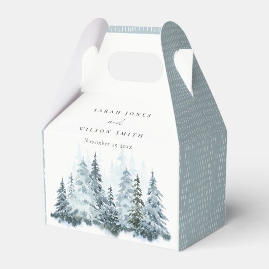 Elegant Waterverf sneeuwwinterpijn Bedankdoosjes (Achterkant)