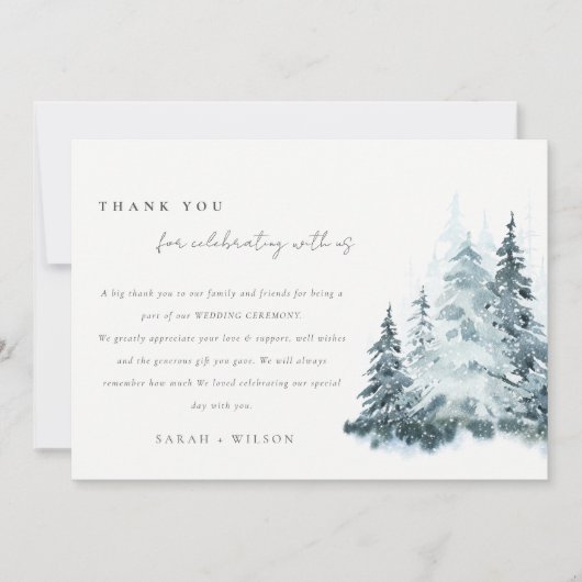 Elegant Waterverf sneeuwwinterpijn Bedankkaart (Voorkant)