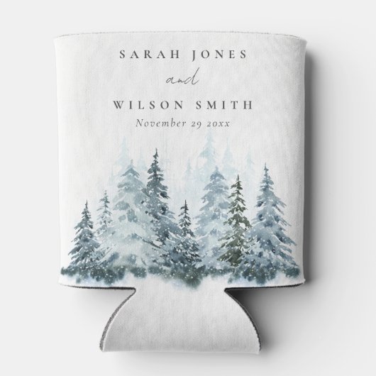 Elegant Waterverf sneeuwwinterpijn Blikjeskoeler (Achterkant)