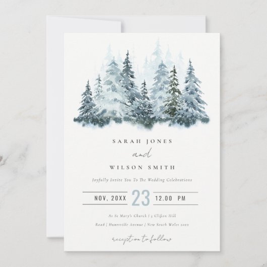 Elegant Waterverf sneeuwwinterpijn Kaart (Voorkant)