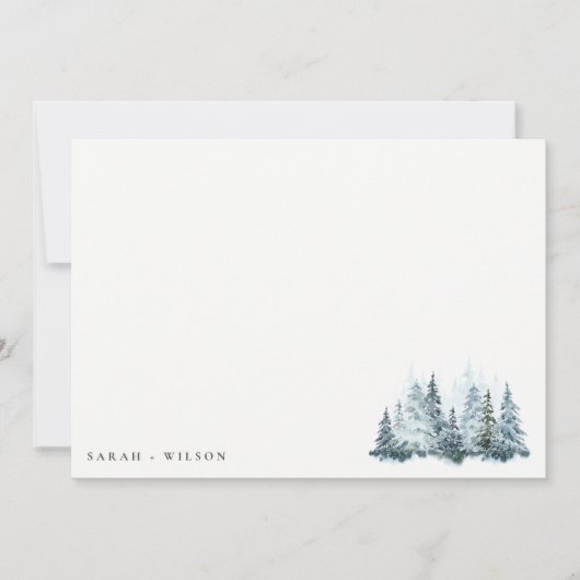 Elegant Waterverf sneeuwwinterpijn Notitiekaartje (Voorkant)