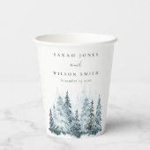 Elegant Waterverf sneeuwwinterpijn Papieren Bekers (Achterkant)