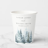 Elegant Waterverf sneeuwwinterpijn Papieren Bekers (Voorkant)