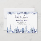 Elegant Waterverf Snowflakes Winter Weddenschap Save The Date (Voorkant)