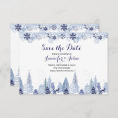 Elegant Waterverf Snowflakes Winter Weddenschap Save The Date (Voorkant / Achterkant)