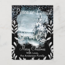 Elegant Waterverf Snowy Night Natuur Snow Glitter
